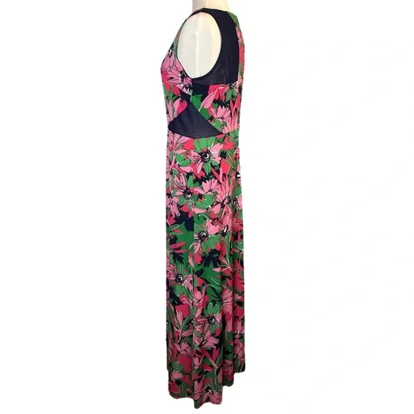 Taylor Navy Blue Pink Floral Sleeveless Maxi Dress - Picture 4 of 8